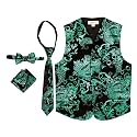 Gioberti Kids and Boys 4pc Paisley Vest Set - Vest, Bowtie, Tie, Pocket Square