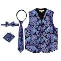 Gioberti Kids and Boys 4pc Paisley Vest Set - Vest, Bowtie, Tie, Pocket Square