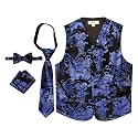 Gioberti Kids and Boys 4pc Paisley Vest Set - Vest, Bowtie, Tie, Pocket Square