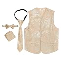 Gioberti Kids and Boys 4pc Paisley Vest Set - Vest, Bowtie, Tie, Pocket Square