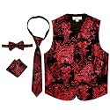 Gioberti Kids and Boys 4pc Paisley Vest Set - Vest, Bowtie, Tie, Pocket Square
