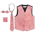 Gioberti Kids and Boys 4pc Paisley Vest Set - Vest, Bowtie, Tie, Pocket Square