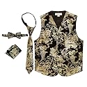 Gioberti Kids and Boys 4pc Paisley Vest Set - Vest, Bowtie, Tie, Pocket Square