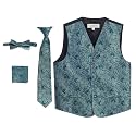Gioberti Kids and Boys 4pc Paisley Vest Set - Vest, Bowtie, Tie, Pocket Square