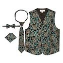 Gioberti Kids and Boys 4pc Paisley Vest Set - Vest, Bowtie, Tie, Pocket Square