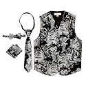 Gioberti Kids and Boys 4pc Paisley Vest Set - Vest, Bowtie, Tie, Pocket Square