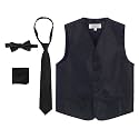 Gioberti Kids and Boys 4pc Paisley Vest Set - Vest, Bowtie, Tie, Pocket Square