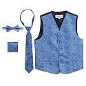 Gioberti Kids and Boys 4pc Paisley Vest Set - Vest, Bowtie, Tie, Pocket Square