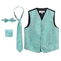 Gioberti Kids and Boys 4pc Paisley Vest Set - Vest, Bowtie, Tie, Pocket Square