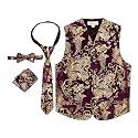 Gioberti Kids and Boys 4pc Paisley Vest Set - Vest, Bowtie, Tie, Pocket Square