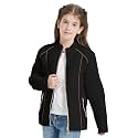 Giolshon Fall Girls Faux Leather Jacket for Kids PU Motorcycle Biker Outwear Solid Color Zipper Kid Slim Coat