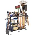 GIOTORENT 6 Tier Garden Tool Organizer, Garage Storage and Organization, Metal Yard Tools Storage Rack, Heavy Duty Garden Tool Organizer for Garage, Yard, Patio, Shed, Indoors and Outdoors, Black