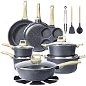 GiPP Ceramic Pots and Pans Set Non Stick - 22Pcs Nonstick Cookware Set, Non-Toxic Healthy Kitchen Cooking Set w/Frying Pans Set, Dishwasher Safe, PFAS PTFE PFOA PFOS Free, Dark Gray