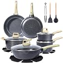GiPP Ceramic Pots and Pans Set Non Stick - 18 Pcs Nonstick Cookware Set, Non-toxic Healthy Kitchen Cooking Set w/Frying Pans Set, Dishwasher Safe, PFAS PTFE PFOA PFOS Free, Dark Gray