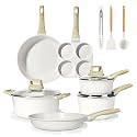 GiPP Ceramic Pots and Pans Set Non Stick - 17 Pcs Nonstick Cookware Set, Non-toxic Healthy Kitchen Cooking Set/Frying Pans Set, Dishwasher Safe, PFAS PTFE PFOA PFOS Free, Cream White