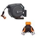Giraffe Tools Hose Reel 1/2‘’ 78 ft, Heavy Duty Retractable Garden Hose Reel with Any Length Lock and Hose Splitter with Shut-Off Valves | Solid Brass, 3/4" GHT