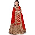Girl39s Raw Silk Semi-stitched Lehenga Choli