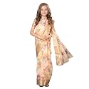 Girl's Ready to Wear Organza Floral Printed Saree with Unstitched Blouse Piece | Kids Ethnic Traditional Saree for Baby Girls Festival Wedding Party Outfit