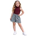 Girl's Solid Cotton Blend Style Top and Shorts Set