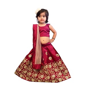 Girls Tafetta Silk Readymade Lehenga Choli