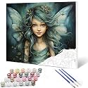 Girl Angel DIY Paint by Numbers for Adults Beautiful Girl with Blue Wings DIY Digital Oil Painting Acrylic Paint Angel Girl Flowers Painting Kits Canvas With Acrylic Paint Room Decor 16x20 Inch…