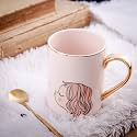 GIBOX Girl Print Coffee Mug with Stylish Golden Handle Premium Tea Cup Large for Beverages Ideal Gift for Girlfriend, Sister, Birthdays, Anniversaries, Valentines Day Fancy Drinkware for Home &amp; Office