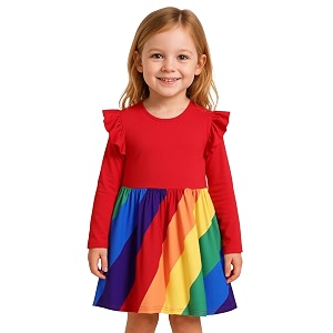 Girl Fall Long Sleeve Dress Christmas Red