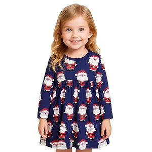 Girl Fall Long Sleeve Dress Christmas Red