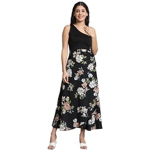 girlcode crafted adjustable flower print black wrap skirt