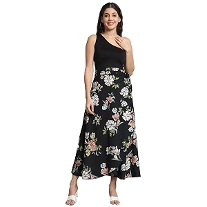 girlcode crafted adjustable flower print black wrap skirt