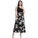 GirlCode Crafted Adjustable Flower Print Black Wrap Skirt