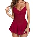 GirlFriend Babydoll Lingerie for Women Lace Chemise Beautiful Nightgown Sleepwear Dress