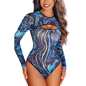 girlfriend mesh bodysuit for women long sleeve body suit sexy tops cut out leotard see through shirts sheer rave outfits