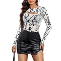 GirlFriend Mesh Bodysuit for Women Long Sleeve Body Suit Sexy Tops Cut Out Leotard See Through Shirts Sheer Rave Outfits