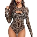 GirlFriend Mesh Bodysuit for Women Long Sleeve Body Suit Sexy Tops Cut Out Leotard See Through Shirts Sheer Rave Outfits