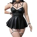 GirlFriend SSoShHub Women Leather Lingerie Black Babydoll