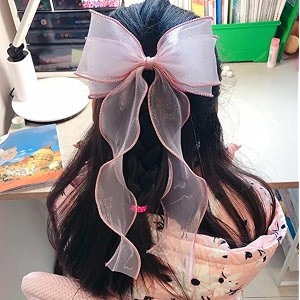 girlish large hair bow clips for womenbig bow hair slides french double layers hair bows with long tail ribbon soft solid color bowknot hairpins for girls multicolor 2 hair bow