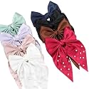 GIRLISH Large Hair Bow Clips for WomenBig Silk Satin Bow Hair Slides French Double Layers Hair Bows with Long Tail Ribbon Soft Solid Color Bowknot Hairpins for Girls Multicolor