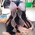 GIRLISH Large Hair Bow Clips for WomenBig Silk Satin Bow Hair Double Layers Hair Bows with Long Tail Ribbon Soft Solid Color Bowknot Hairpins for Girls Multicolor (3pcs hair bow)