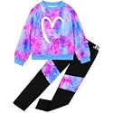 Girls 2 Piece Outfits Kids Clothes Sets Sweatsuit Tracksuit Jogger Print Long Sleeve Sweatshirts Sweatpants 4-13Y