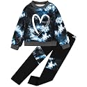 Girls 2 Piece Outfits Kids Clothes Sets Sweatsuit Tracksuit Jogger Print Long Sleeve Sweatshirts Sweatpants 4-13Y