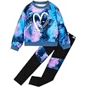 Girls 2 Piece Outfits Kids Clothes Sets Sweatsuit Tracksuit Jogger Print Long Sleeve Sweatshirts Sweatpants 4-13Y