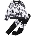 Girls 2 Piece Outfits Kids Clothes Sets Sweatsuit Tracksuit Jogger Print Long Sleeve Sweatshirts Sweatpants 4-13Y