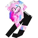 Girls 2 Piece Outfits Tie Dye Clothes Leggings Pants Set 4-13Y