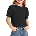 Girls' Puff Sleeve Cotton T-Shirt Cute Summer Tops for Girls