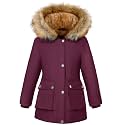 Girls' Warm Winter Coat Long Fleece Lined Puffer Jacket with Hood