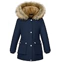 Girls' Warm Winter Coat Long Fleece Lined Puffer Jacket with Hood