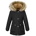 Girls' Warm Winter Coat Long Fleece Lined Puffer Jacket with Hood