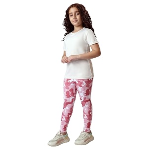 girls active sports wear solid skinny fit leggings and t-shirt polyester setsets for multi-sports gym yoga dance gymnastics amp running4 to 14 yrs