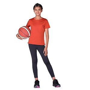 girls active sports wear solid skinny fit leggings and t-shirt polyester setsets for multi-sports gym yoga dance gymnastics amp running4 to 14 yrs